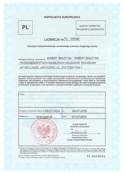 Licencja międzynarodowa - PHU Transkom